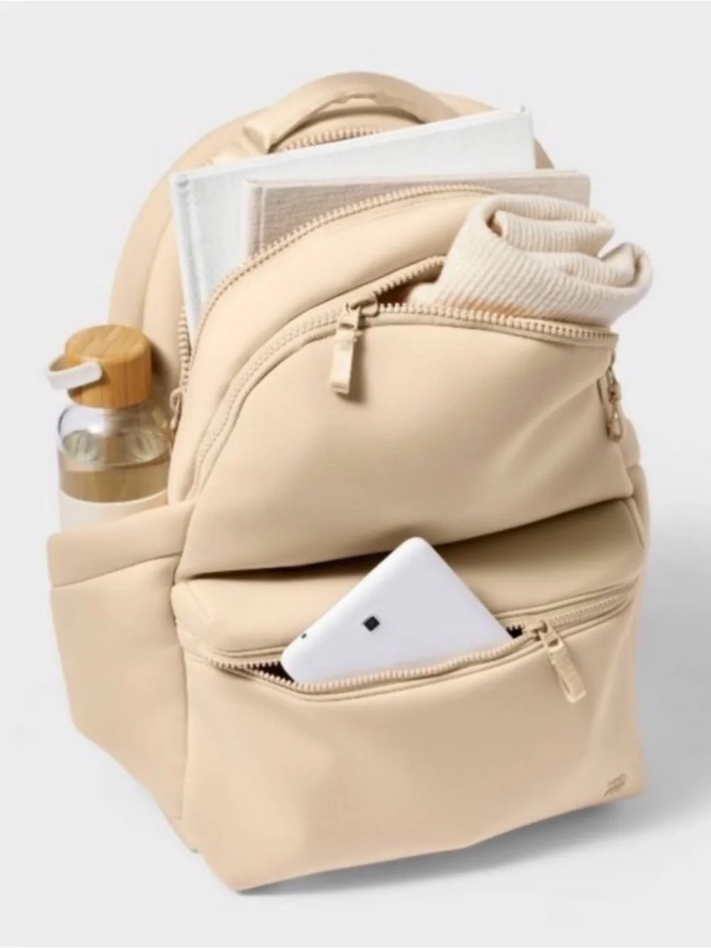 All in Motion 14L Faux Neoprene Backpack - Tan: Water-Resistant Knit - NWT